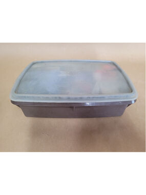 Tupperware Fishing Tackle Box, with various hooks & lures